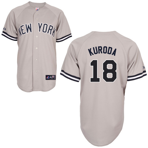 Hiroki Kuroda #18 MLB Jersey-New York Yankees Men's Authentic Replica Gray Road Baseball Jersey